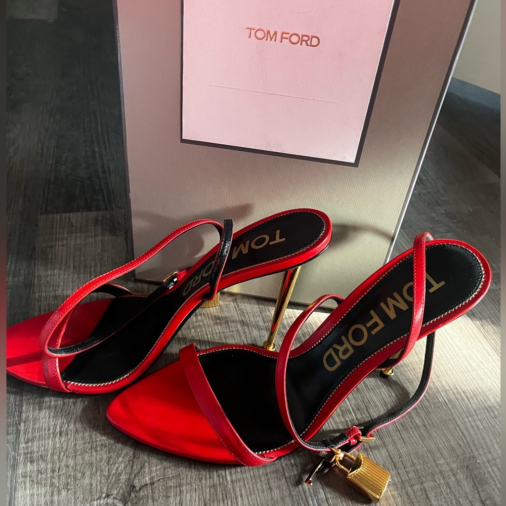 Tom Ford Red Strappy Heels - Picture 2 of 10